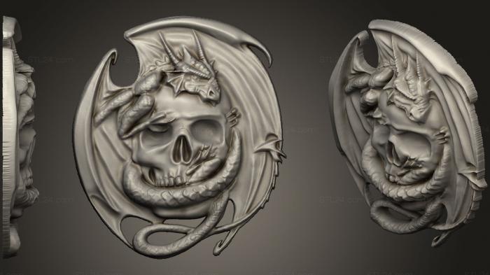 High reliefs and bas-reliefs of fantasy (dragon 1, GRLFF_0059) 3D models for cnc